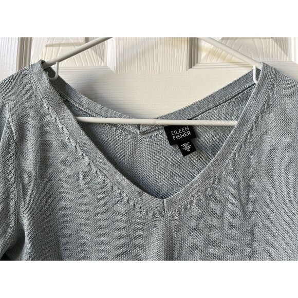 Eileen Fisher Italian Yarn Sweater Top Long Sleeve V Neck Casual Luxury Size S - Picture 6 of 10